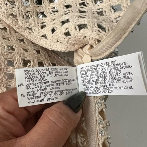 Zara - Ladies, Strapless Contrast Sequin Top - Aged Silver. Size' L. NWT. (1433) - Picture 9 of 13